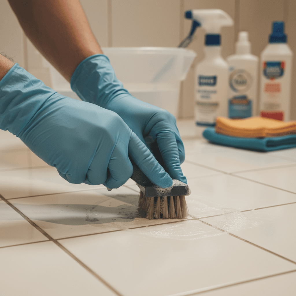 Deep cleaning bathroom tiles