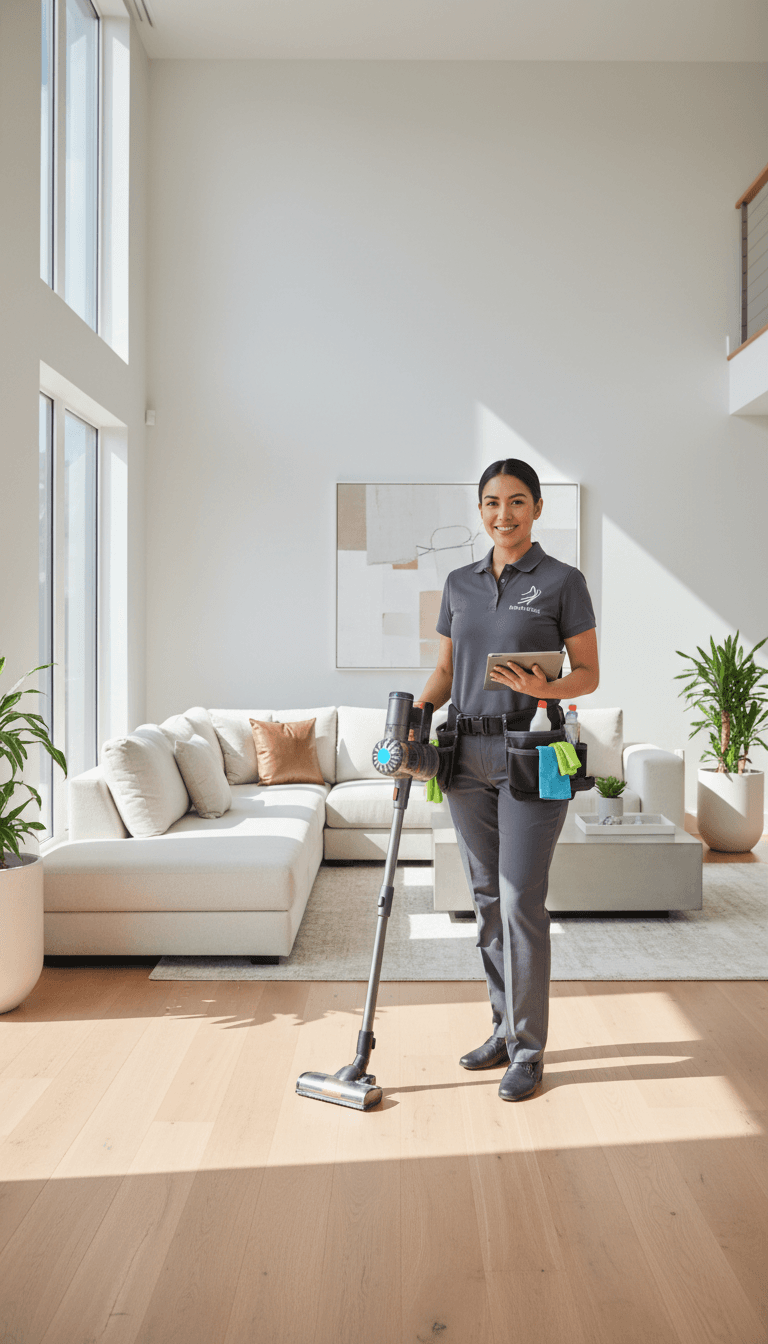 Cleaner managing flexible scheduling with mobile device
